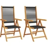 Image de vidaXL Chaises de jardin 2 pcs. noir bois massif acacia et polypropylène