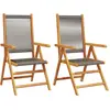 Image de vidaXL Chaises de jardin 2 pcs. Gris Acacia massif et polypropylène