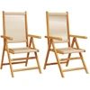 Image de vidaXL Chaises de jardin 2 pcs. Beige Acacia massif et polypropylène