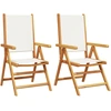 Image de vidaXL Chaises de jardin 2 pcs. Blanc crème Bois massif Acacia & Tissu