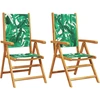 Image de vidaXL Chaises de jardin 2 pcs. Motif de feuilles bois massif acacia & tissu