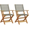 Image de vidaXL Chaises de jardin 2 pcs. Gris Acacia massif et poly rotin