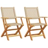Image de vidaXL Chaises de jardin 2 pcs. Beige Acacia massif et poly rotin