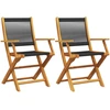 Image de vidaXL Chaises de jardin 2 pcs. noir bois massif acacia et polypropylène