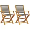 Image de vidaXL Chaises de jardin 2 pcs. Gris Acacia massif et polypropylène