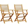 Image de vidaXL Chaises de jardin 2 pcs. Beige Acacia massif et polypropylène