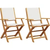 Image de vidaXL Chaises de jardin 2 pcs. Blanc crème Bois massif Acacia & Tissu