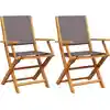 Image de vidaXL Chaises de jardin 2 pcs. Anthracite Bois massif Acacia & Tissu