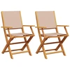 Image de vidaXL Chaises de jardin 2 pcs. Taupe Bois massif Acacia & Tissu