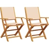 Image de vidaXL Chaises de jardin 2 pcs. Beige Bois massif Acacia & Tissu