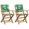 Image de vidaXL Chaises de jardin 2 pcs. Motif de feuilles bois massif acacia & tissu