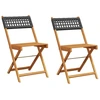 Image de vidaXL Chaises de bistrot 2 pcs. noir bois massif acacia et poly rotin