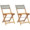 Image de vidaXL Chaises de bistrot 2 pcs. Gris Acacia massif et poly rotin