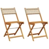 Image de vidaXL Chaises de bistrot 2 pcs. Beige Acacia massif et Poly-Rattan