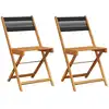 Image de vidaXL Chaises de bistrot 2 pcs. noir bois massif acacia et cordelette