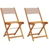 Image de vidaXL Chaises de bistrot 2 pcs. Taupe Bois massif Acacia & Tissu