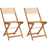 Image de vidaXL Chaises de bistrot 2 pcs. Beige Bois massif Acacia & Tissu