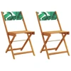 Image de vidaXL Chaises de bistrot 2 pcs. Motif de feuilles bois massif acacia & tissu