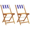 Image de vidaXL Chaises de bistrot 2 pcs. Bleu et Blanc Bois Massif Acacia & Tissu