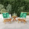 Image de vidaXL Chaises de jardin 2 pcs. Motif de feuilles bois massif acacia & tissu