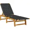 Image de Bain de soleil noir acacia massif et tissu