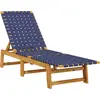 Image de vidaXL Bain de soleil bleu foncé bois massif acacia et tissu