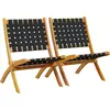 Image de vidaXL, 2 chaises pliantes, noires, en bois d'acacia massif avec revêtement en tissu