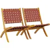 Image de vidaXL Chaises de jardin 2 pcs. Pliable Rouge Bois massif Acacia & Tissu