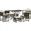 Image de vidaXL Ensemble de jardin 7 pièces avec coussins Marron Poly rotin
