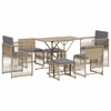 Image de vidaXL Ensemble de jardin 7 pièces avec coussins Beige Poly rotin