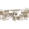 Image de vidaXL Ensemble de jardin 7 pièces avec coussins Beige Poly rotin