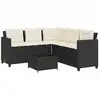 Image de vidaXL Canapé de jardin en L avec table et coussins Noir Poly Rattan