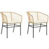 Image de vidaXL Chaises de jardin 2 pcs. avec coussins Marron Poly Rattan