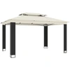 Image de vidaXL Pavillon avec double toit Crème 3,94x2,96 m Acier