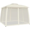 Image de vidaXL Pavillon avec double toit & murs en filet Crème 2,93x2,93 m Acier
