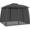 Image de vidaXL Pavillon avec double toit & parois en filet Anthracite 2,93x2,93m Acier