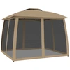 Image de vidaXL Pavillon avec double toit & parois en filet Taupe 2,93x2,93 m Acier