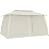Image de vidaXL Pavillon avec double toit & murs en filet Crème 3,93x2,93 m Acier