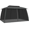 Image de vidaXL Pavillon avec double toit & parois en filet Anthracite 3,93x2,93m Acier
