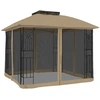 Image de vidaXL Pavillon avec double toit & parois en filet Taupe 2,94x2,94 m Acier