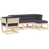 Image de vidaXL Ensemble salon de jardin 5 pièces avec coussins pin massif