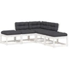 Image de vidaXL Ensemble de salon de jardin 5 pièces avec coussins blanc pin massif