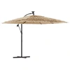 Image de vidaXL Parasol avec LED et mât en acier brun 246x246x230 cm