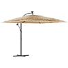 Image de vidaXL Parasol avec LED et mât en acier brun 269x269x235 cm