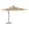 Image de vidaXL Parasol avec LED et mât en acier brun 290x290x238 cm