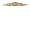 Image de vidaXL Parasol avec LED et mât en acier brun 223x223x213 cm