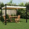 Image de vidaXL Pavillon de jardin avec toit extensible Crème 3x3 m Acier