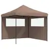 Image de vidaXL Tente de réception pliable Pop-Up avec 2 parties latérales Marron