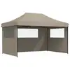 Image de vidaXL Tente de réception pliable Pop-Up avec 3 panneaux latéraux Taupe