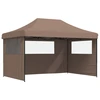 Image de vidaXL Tente de réception pliable Pop-Up avec 3 parties latérales brun